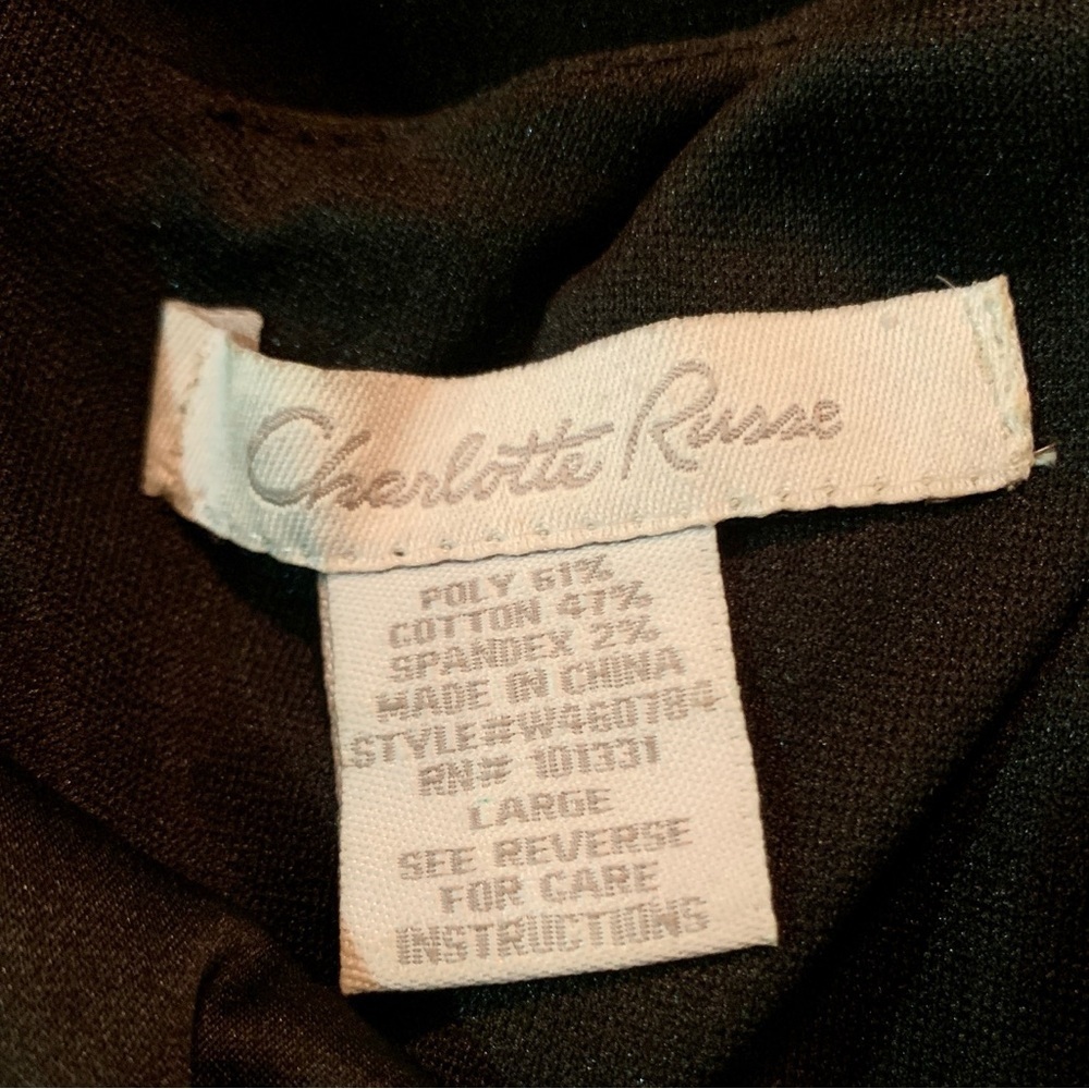 Y2k true vintage Charlotte Russe L Black A Line Satin Mini Dress W/Back Zipper - Picture 4 of 5